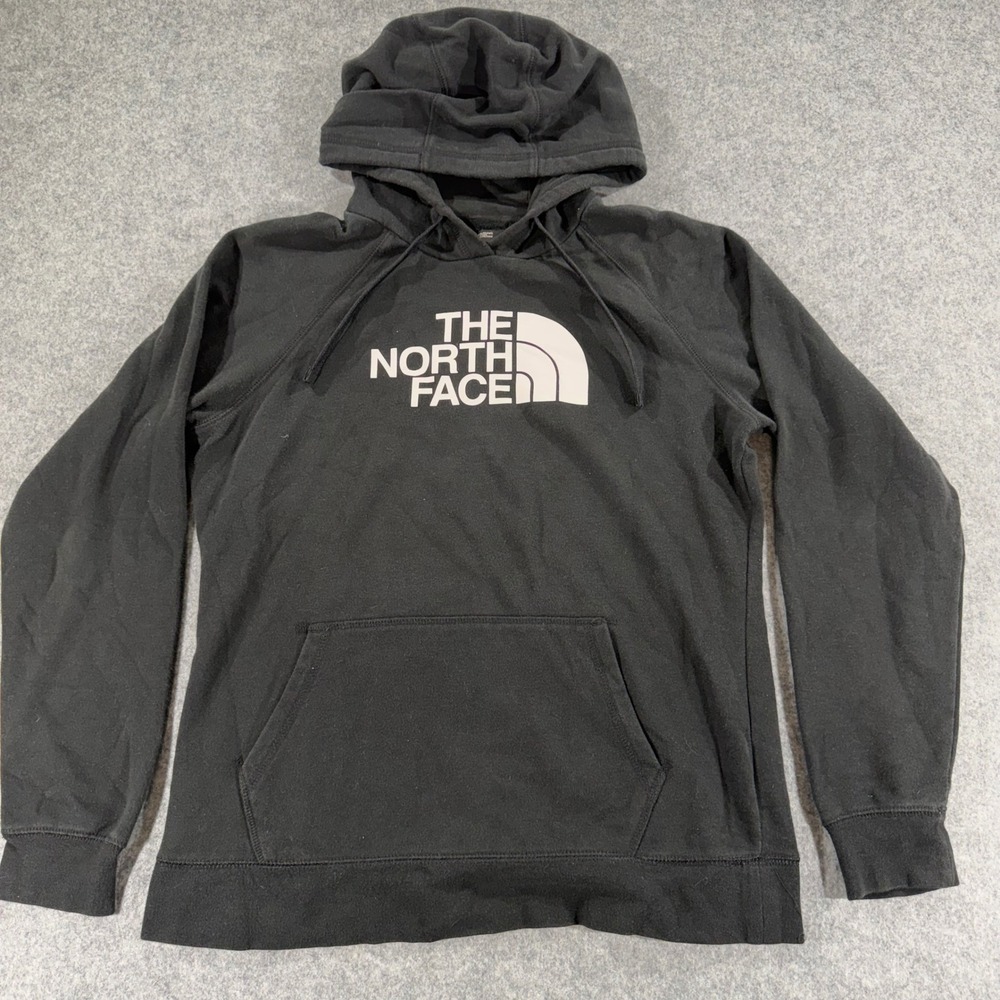 The North Face Womens Black Logo Graphic Pullover Hoodie Sweatshirt Size Large
